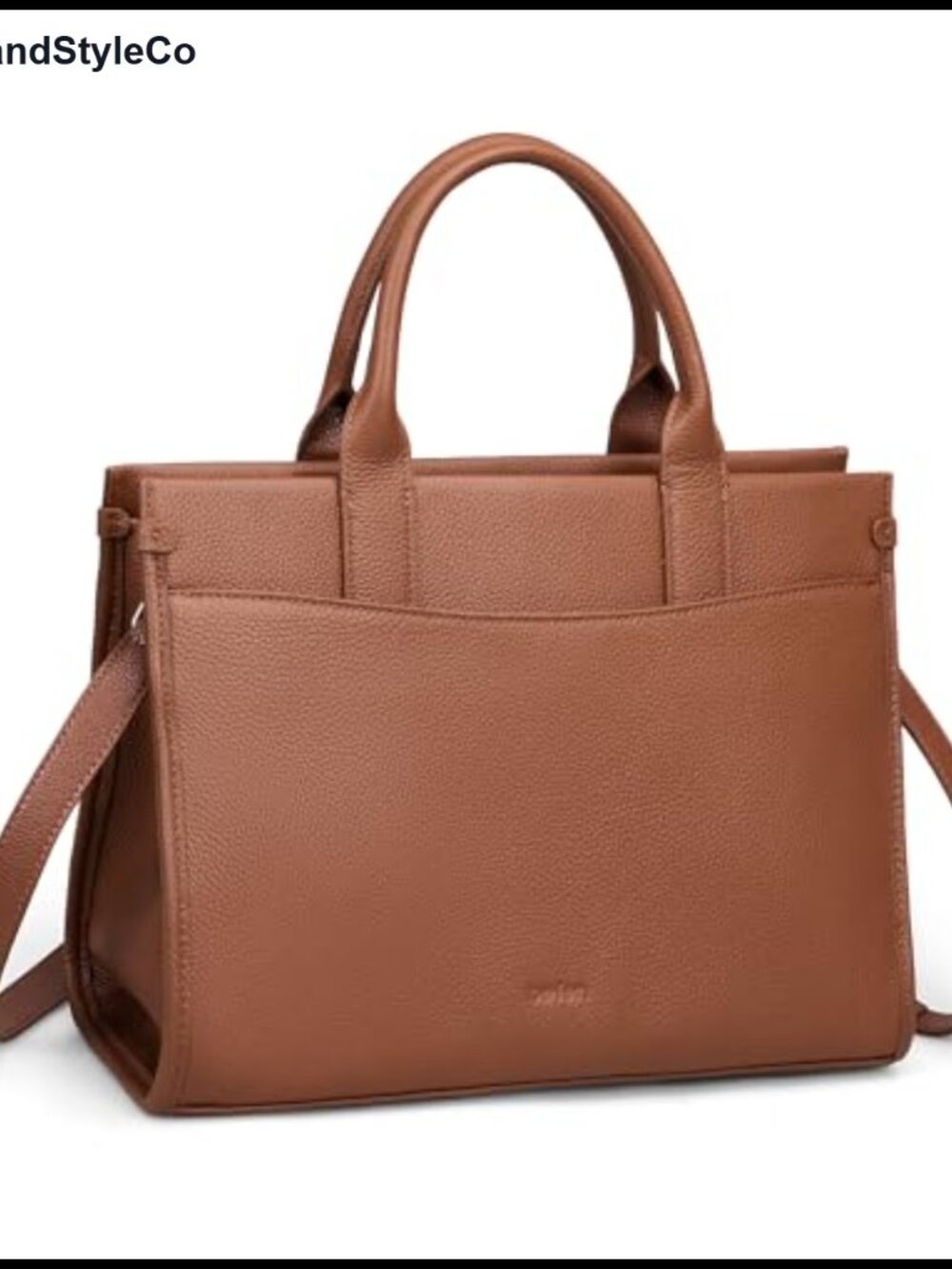 Genuine Leather Satchel Tote Crossbody Handbag with Zipper